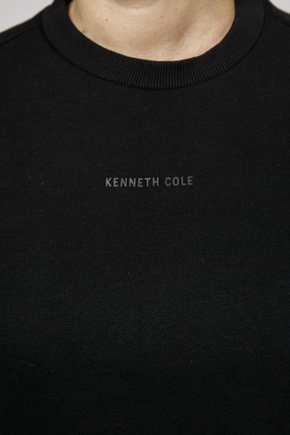 סווטשירט אוברסייז הדפס בגב בצבע שחור