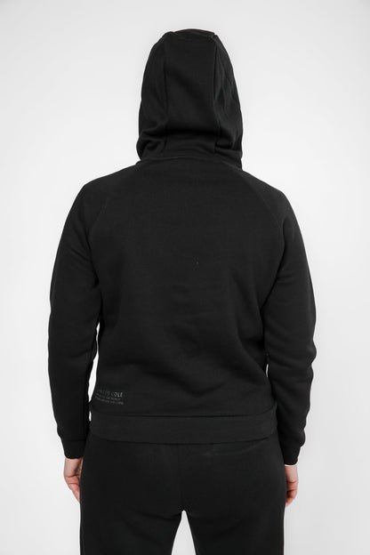 סווטשירט קפוצ'ון עם כיס קנגרו בצבע שחור