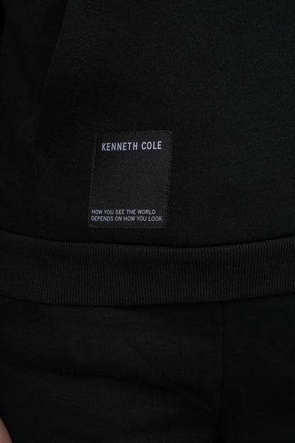 סווטשירט קפוצ'ון עם כיס קנגרו בצבע שחור