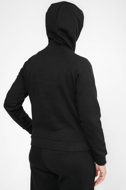 סווטשירט קפוצ'ון עם כיס קנגרו בצבע שחור