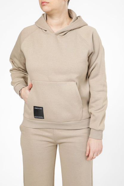 סווטשירט קפוצ'ון עם כיס קנגרו בצבע מוקה