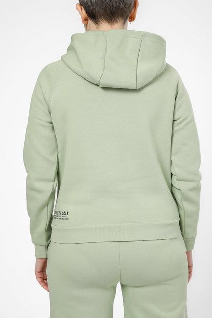סווטשירט קפוצ'ון עם כיס קנגרו בצבע ירוק