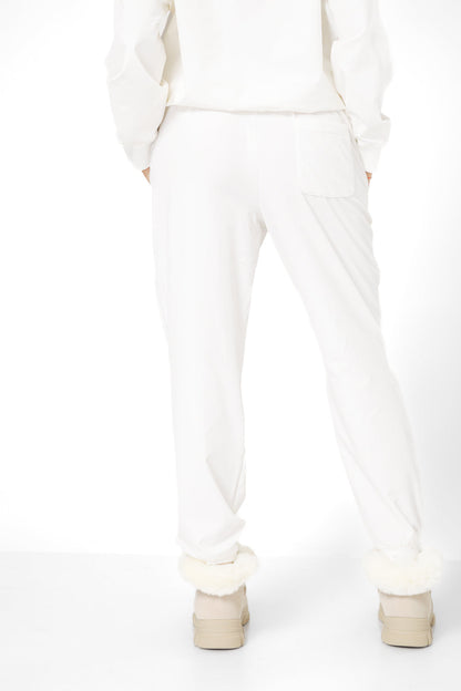 מכנסי ניילון ארוכים בצבע קרם