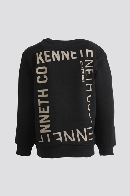 סווטשירט אוברסייז הדפס בגב בצבע שחור