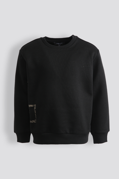 סווטשירט אוברסייז הדפס בגב בצבע שחור