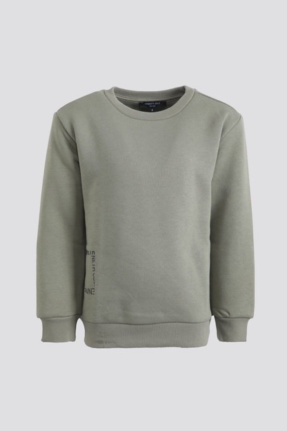 סווטשירט אוברסייז הדפס בגב בצבע זית