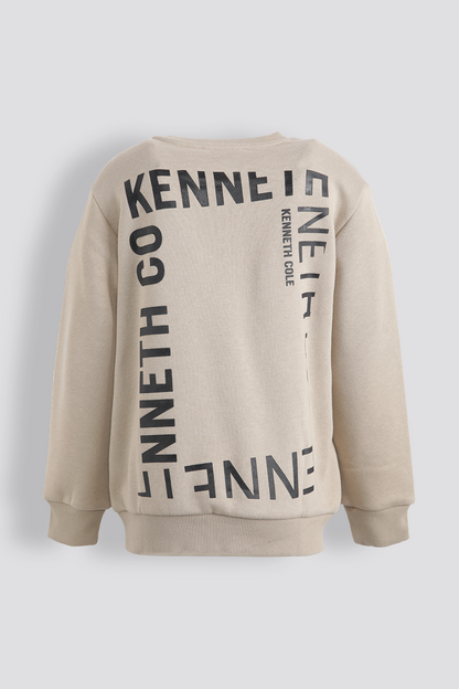 סווטשירט אוברסייז הדפס בגב בצבע כאמל