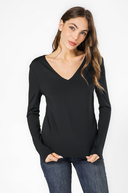 חולצה אלסטית צווארון וי עמוק