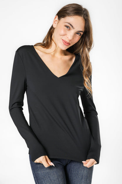 חולצה אלסטית צווארון וי עמוק