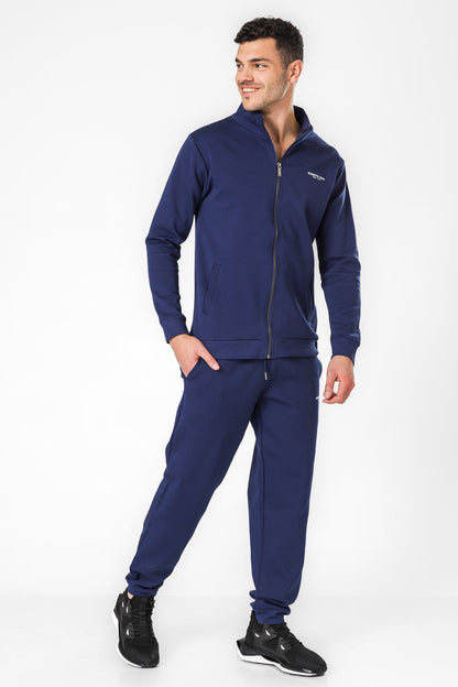 סווטשירט צווארון גבוה עם רוכסן בצבע נייבי