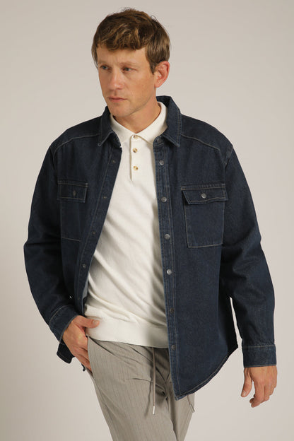 אוברשירט ג'ינס בצבע כחול כהה | קנת קול