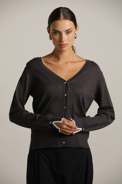 סריג קרדיגן בייסיק עם מחשוף וי | קנת קול