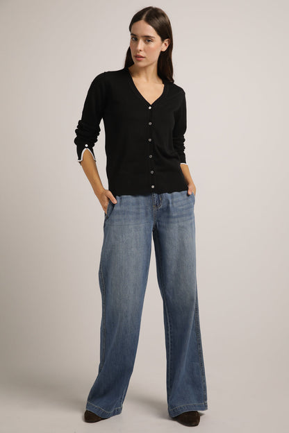 סריג קרדיגן בייסיק עם מחשוף וי | קנת קול