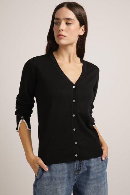 סריג קרדיגן בייסיק עם מחשוף וי | קנת קול