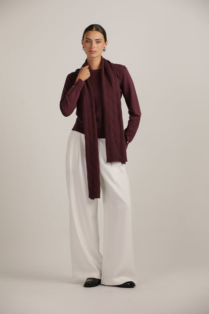 צעיף סרוג עם דוגמה עדינה | קנת קול