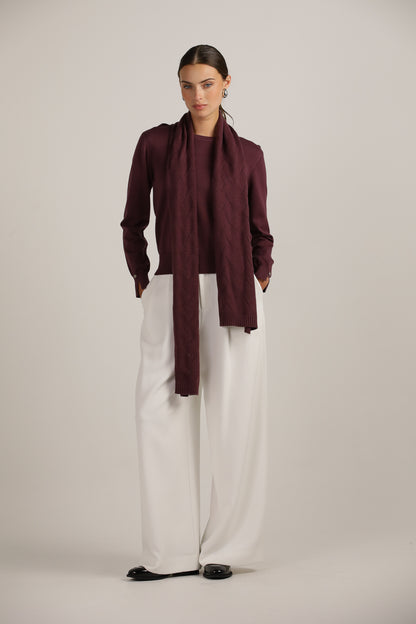 צעיף סרוג עם דוגמה עדינה | קנת קול