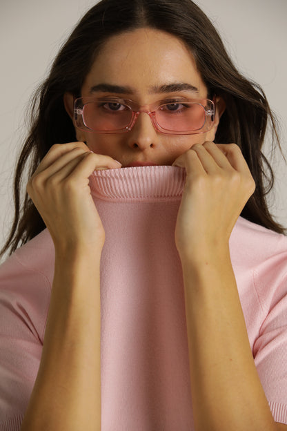 סריג גולף עם שרוול קצר וצווארון גבוה | קנת קול