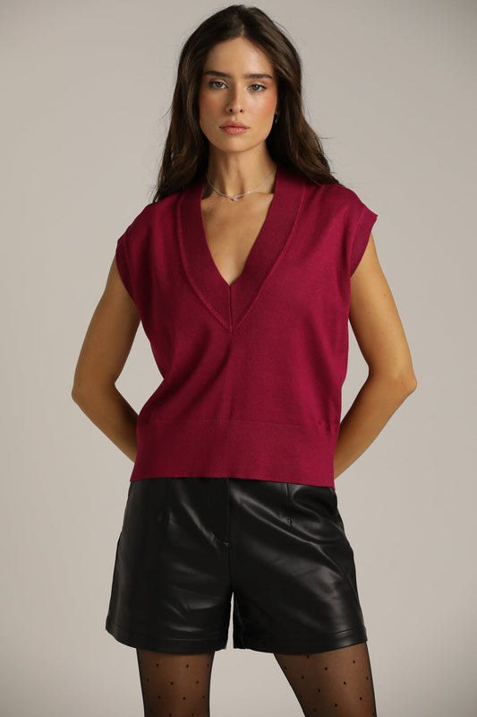 ווסט סרוג עם מחשוף וי עמוק | קנת קול