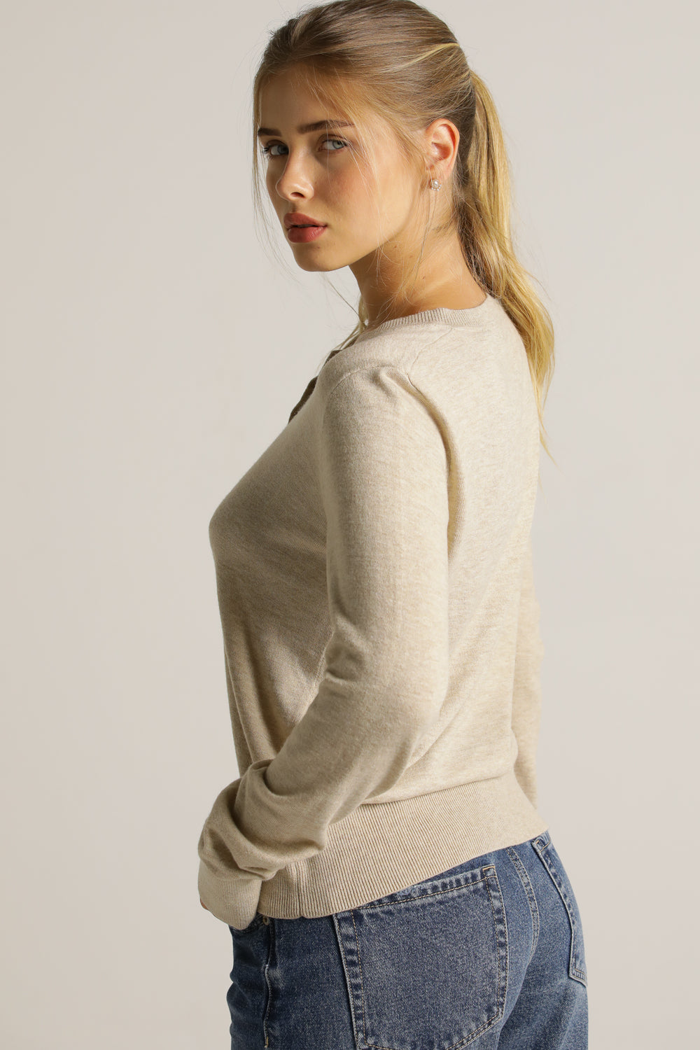 קרדיגן סריג ארוך עם כפתרה קדמית | קנת קול