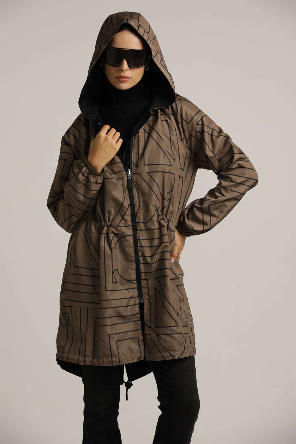 מעיל פארקה דו-צדדי עם קפוצ'ון | קנת קול