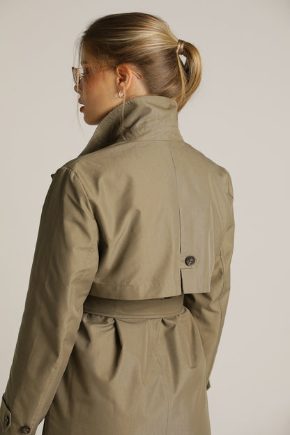 מעיל טראנץ' קלאסי בגוון ירוק זית | קנת קול