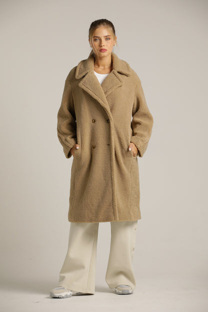 מעיל טדי ארוך במראה פרוותי | קנת קול