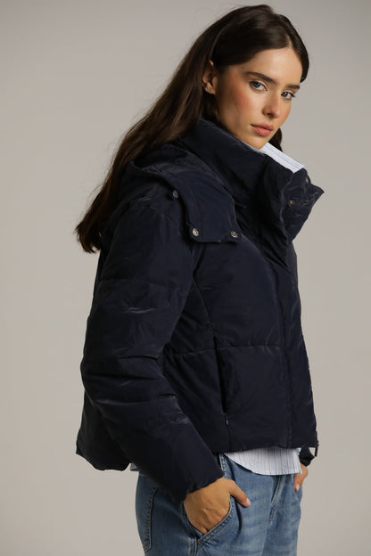 מעיל פוך קצר עם כובע נשלף | קנת קול