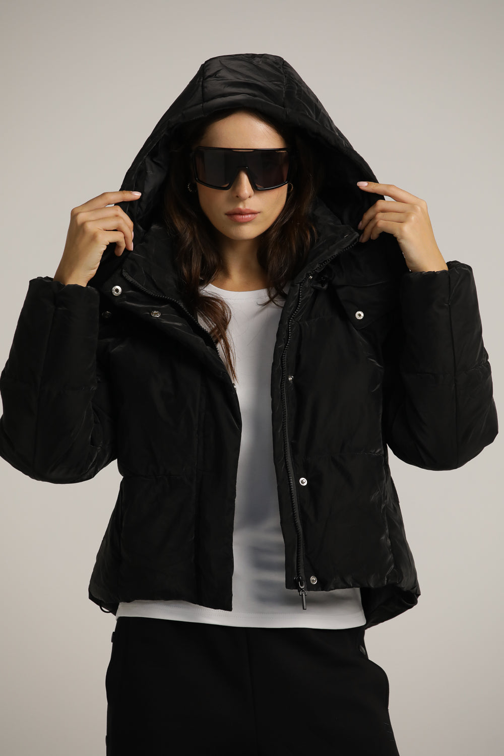 מעיל פוך קצר עם כובע נשלף | קנת קול