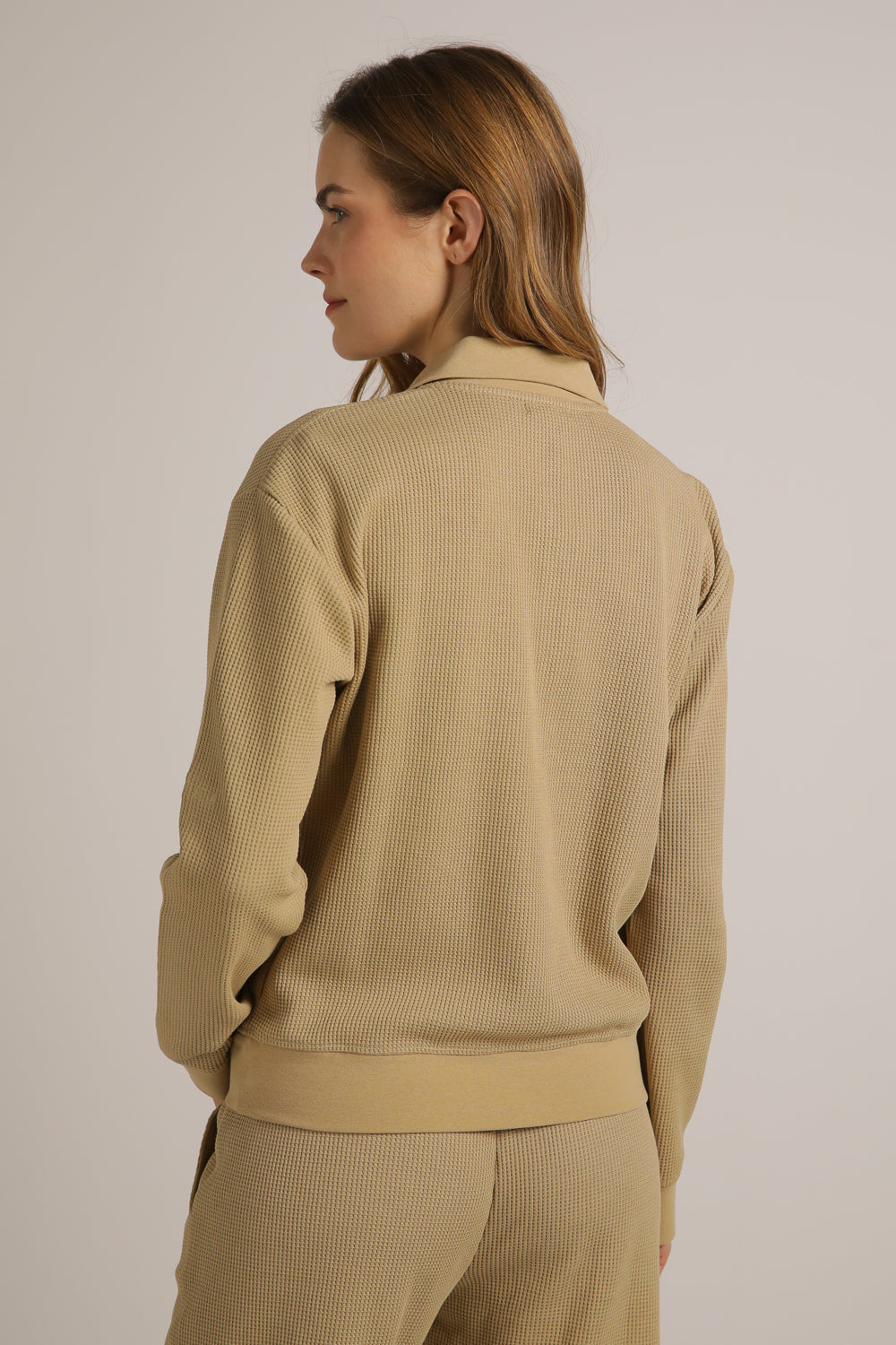 טישירט פולו ארוכה מבד וואפל | קנת קול