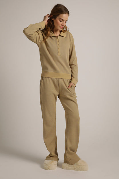 טישירט פולו ארוכה מבד וואפל | קנת קול