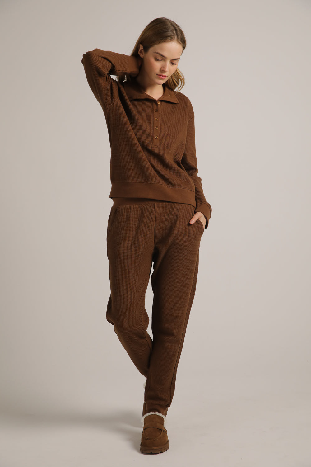 טישירט פולו ארוכה מבד וואפל | קנת קול