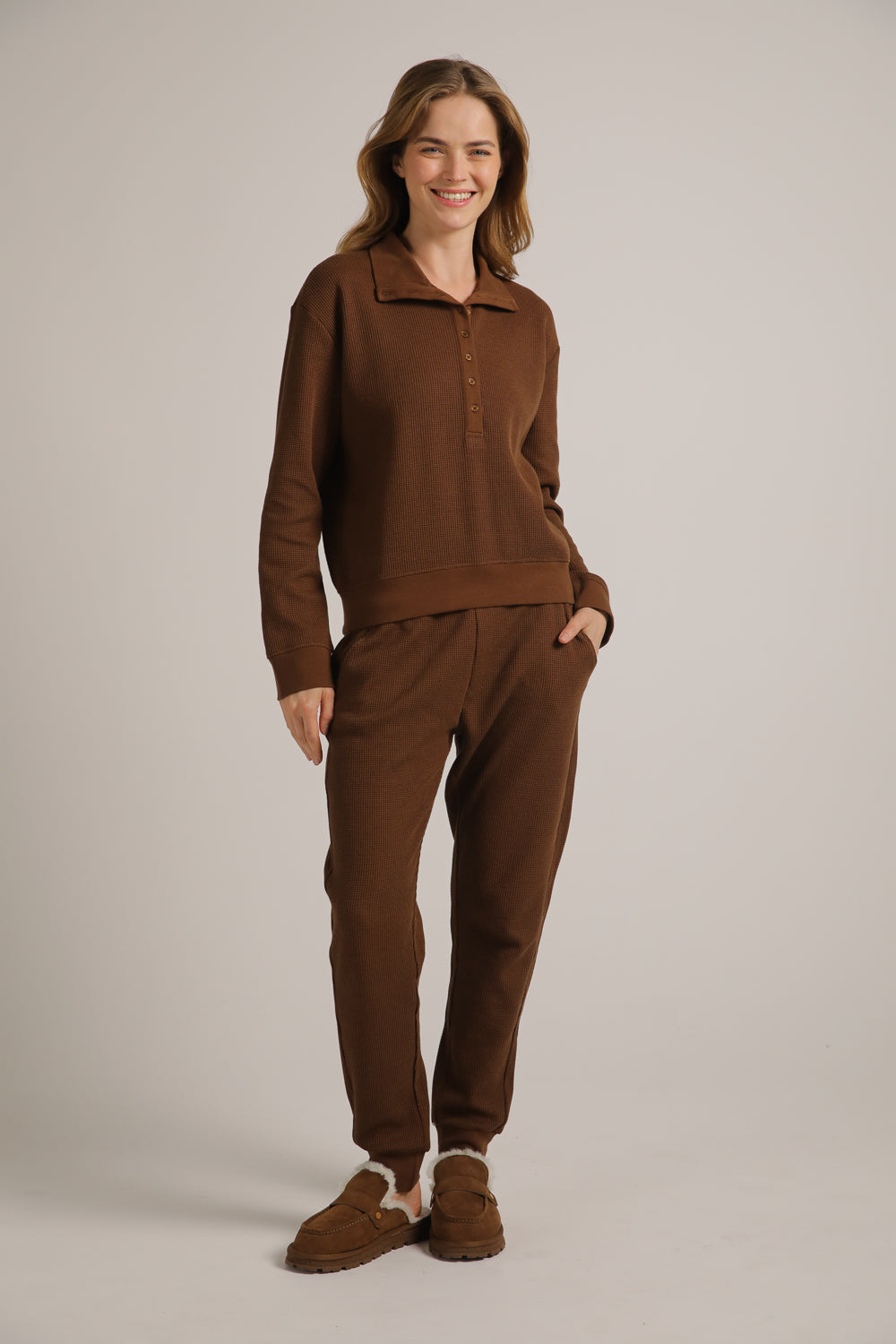 טישירט פולו ארוכה מבד וואפל | קנת קול