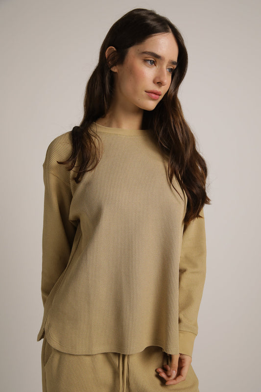 סווטשירט וואפל בגזרת אוברסייז | קנת קול