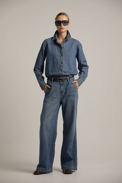 חולצת ג'ינס מכופתרת | קנת קול