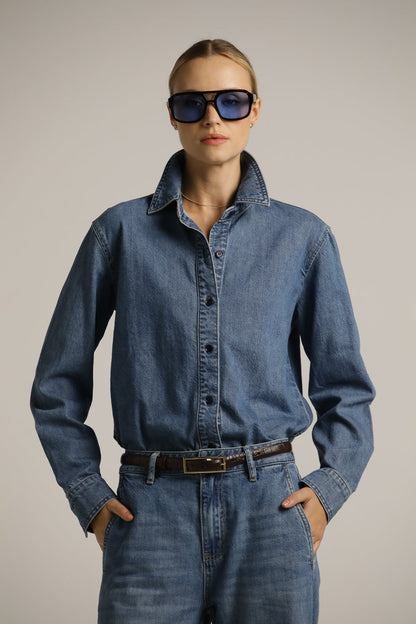 חולצת ג'ינס מכופתרת | קנת קול