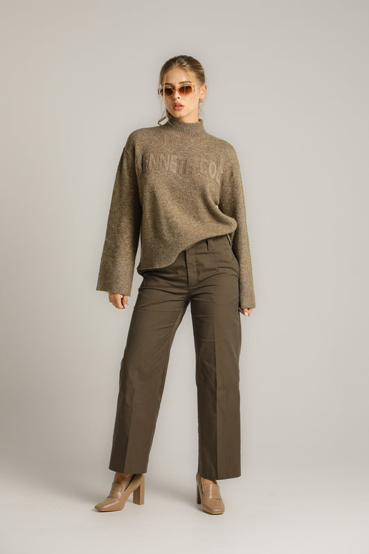 מכנסיים בגזרה ישרה עם מכפלת | קנת קול