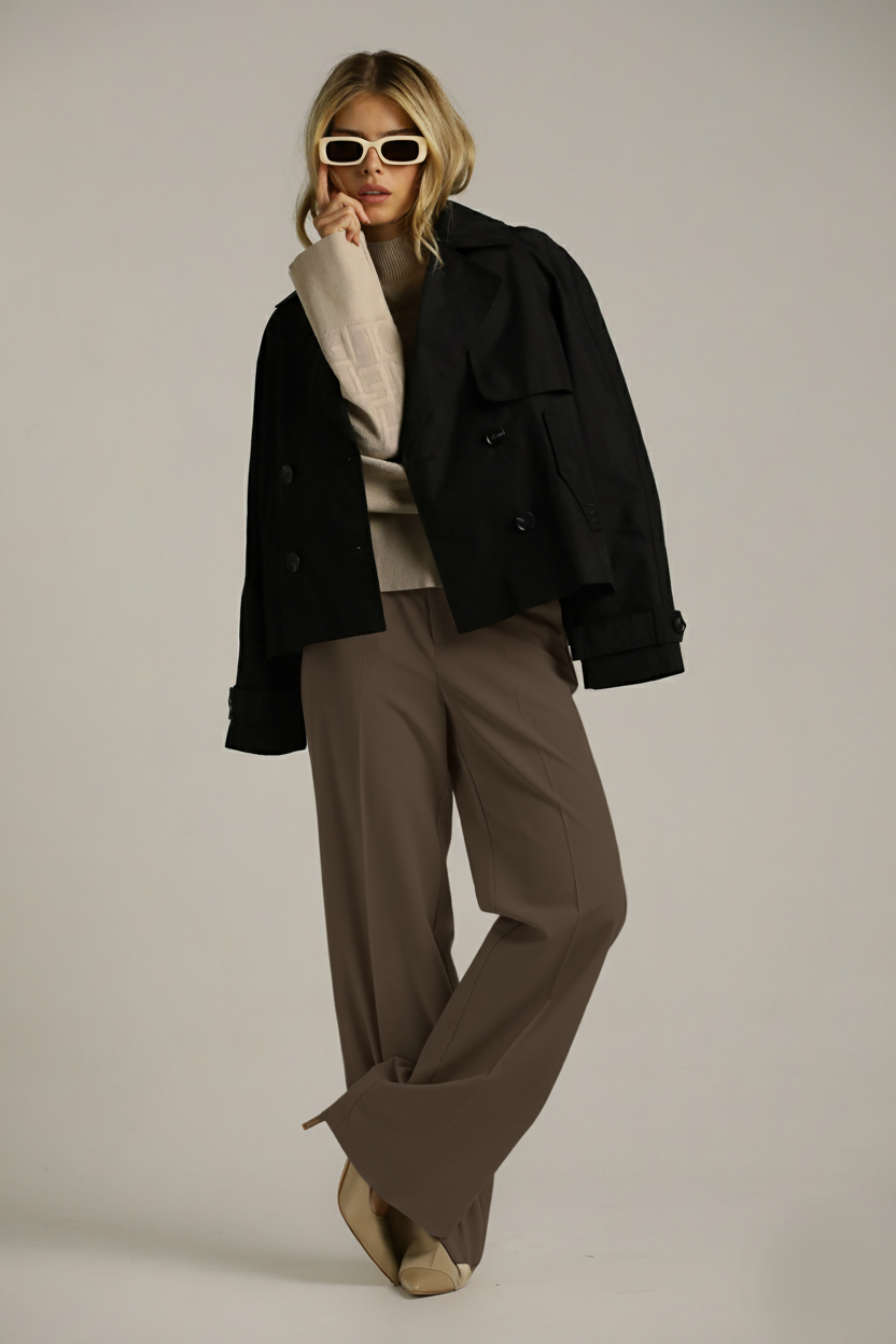 מכנסיים בגזרה ישרה וגבוהה | קנת קול