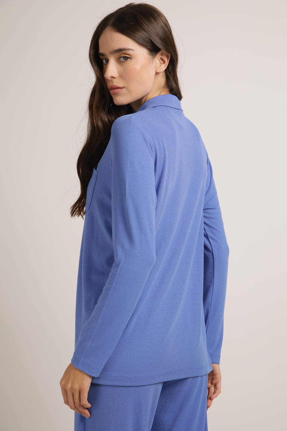 סט פיג'מה ארוך מבד ריב | קנת קול