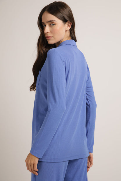 סט פיג'מה ארוך מבד ריב | קנת קול