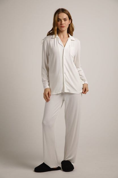 סט פיג'מה ארוך מבד ריב | קנת קול