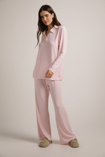 פיג'מת פולו ארוכה מריב רך | קנת קול