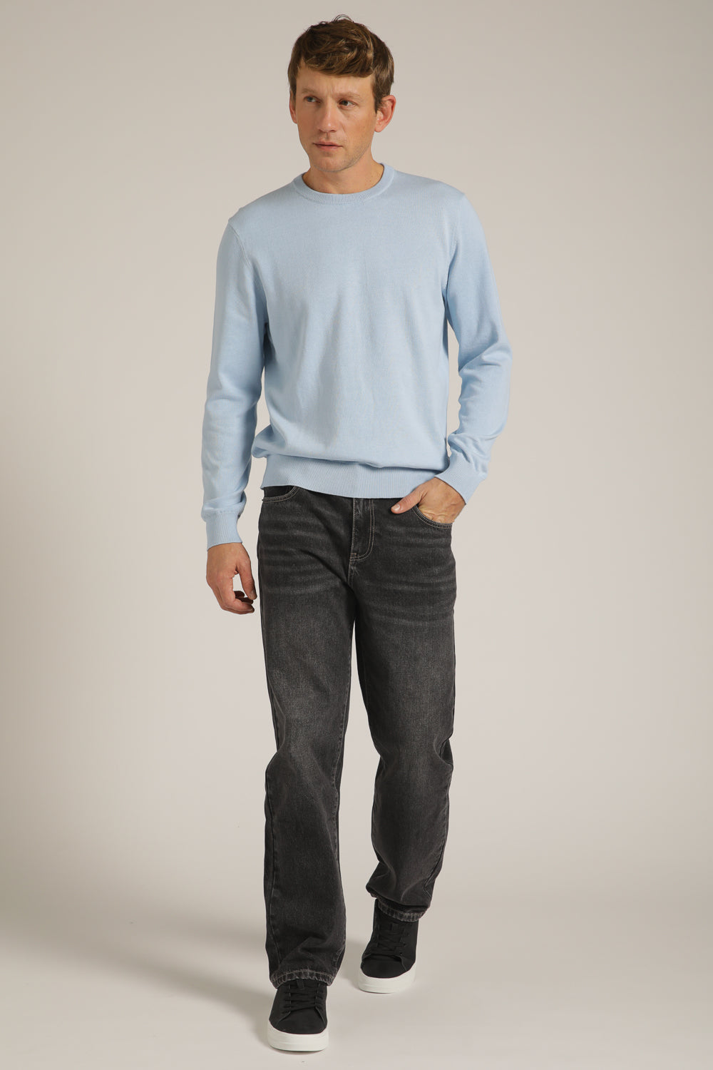 חולצת סריג עם צווארון עגול | קנת קול