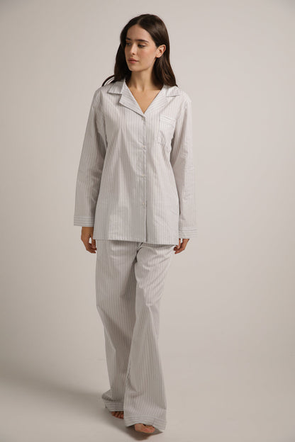סט פיג'מה כותנה בעיצוב פסים | קנת קול
