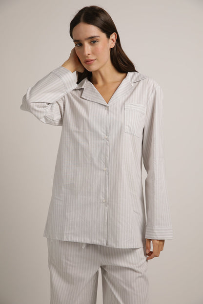 סט פיג'מה כותנה בעיצוב פסים | קנת קול