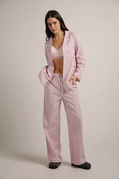 סט פיג'מה כותנה בעיצוב פסים | קנת קול