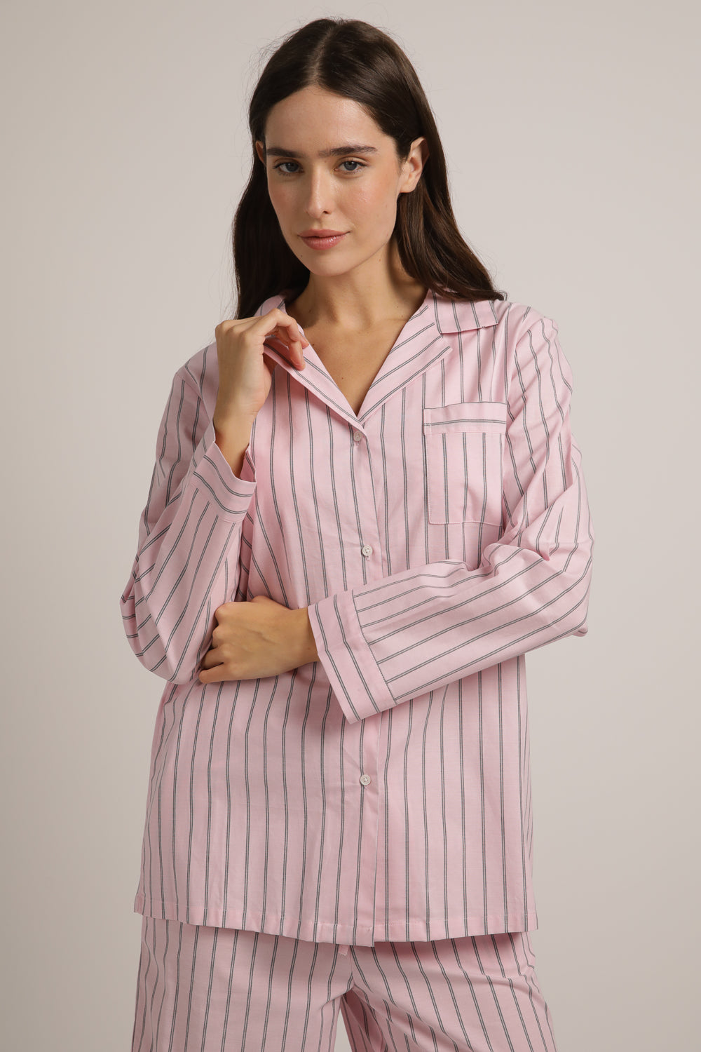 סט פיג'מה כותנה בעיצוב פסים | קנת קול