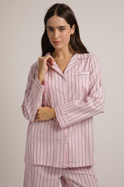 סט פיג'מה כותנה בעיצוב פסים | קנת קול