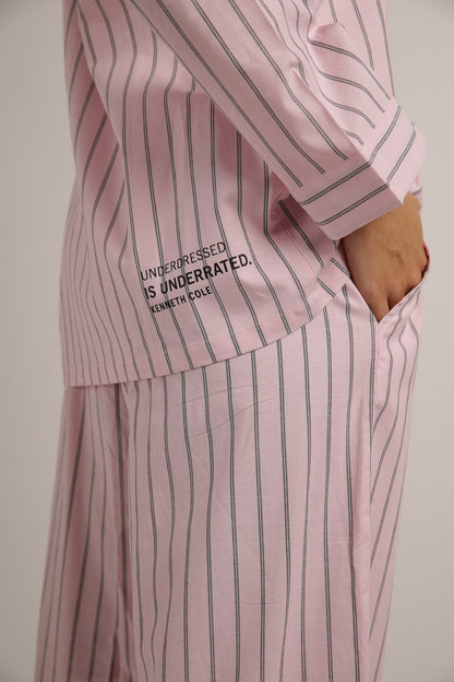 סט פיג'מה כותנה בעיצוב פסים | קנת קול