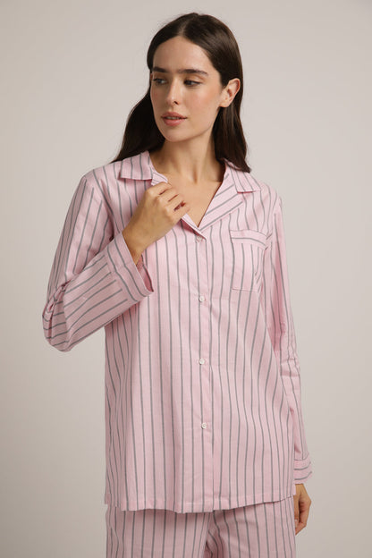 סט פיג'מה כותנה בעיצוב פסים | קנת קול