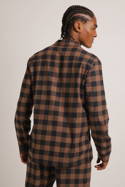 סט פיג'מה פלאנל בעיצוב משבצות | קנת קול